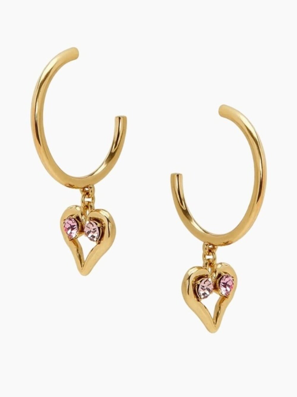 Oscar de la Renta 14K-Gold-Plated & Glass Crystal Heart Drop Earrings